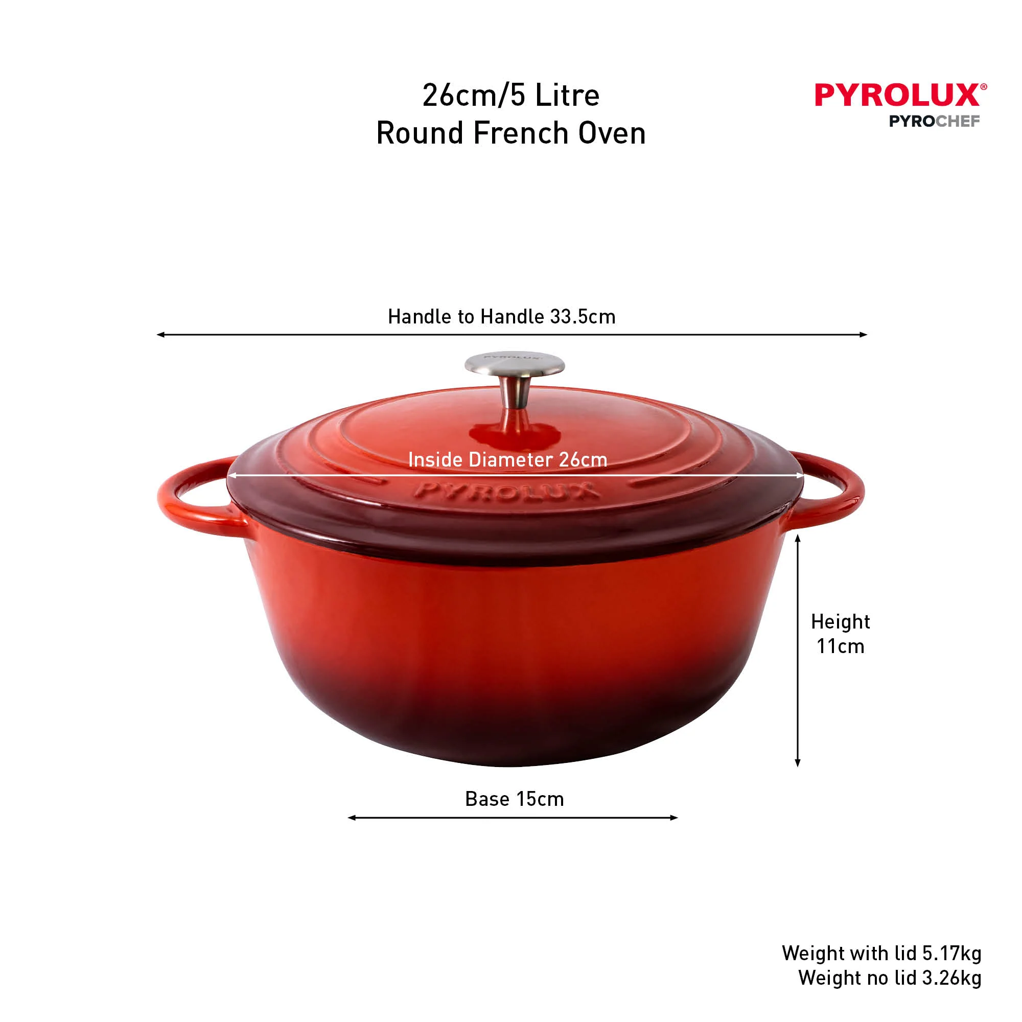 PYROCHEF Round French Oven Chilli Red - Image 4