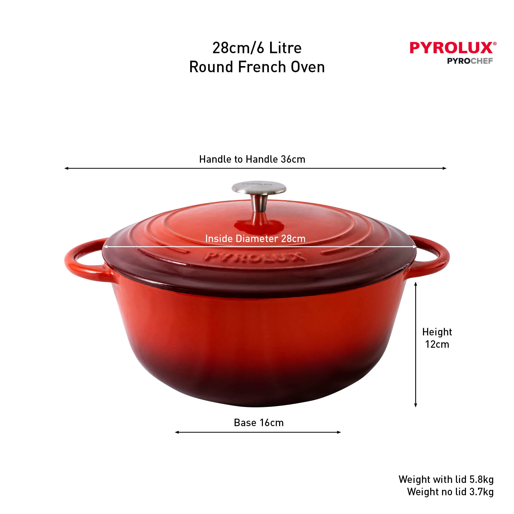 PYROCHEF Round French Oven Chilli Red - Image 5