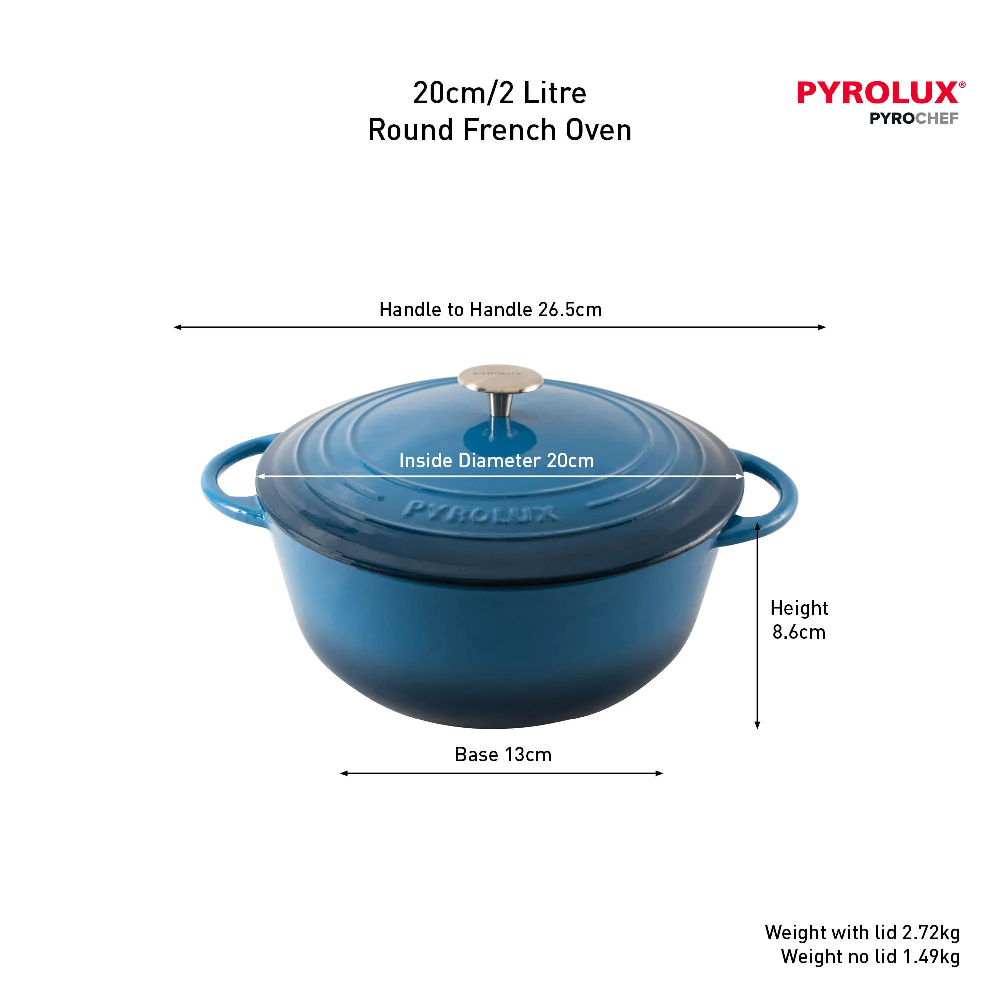 PYROCHEF Round French Oven Ocean Blue - Image 4