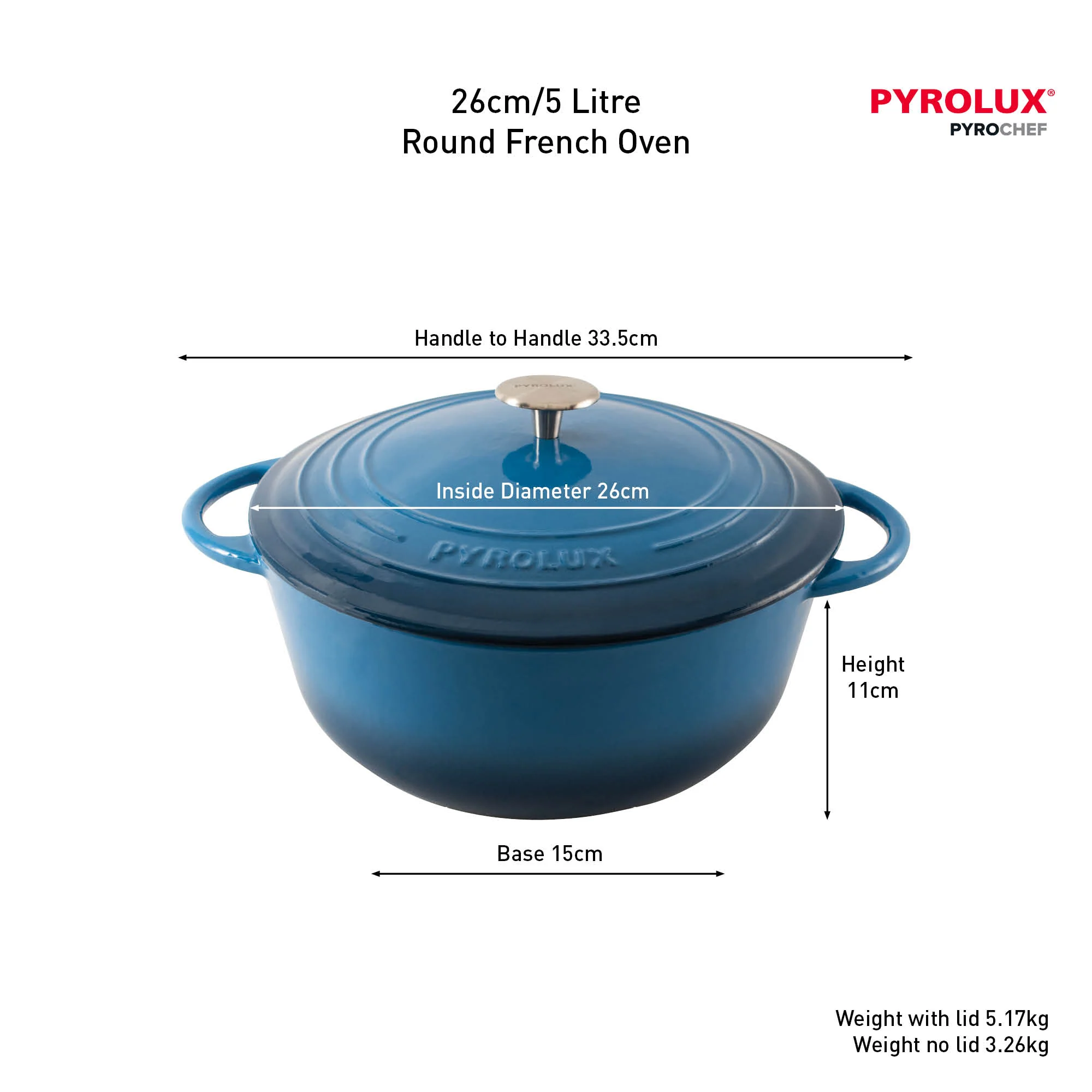 PYROCHEF Round French Oven Ocean Blue - Image 6