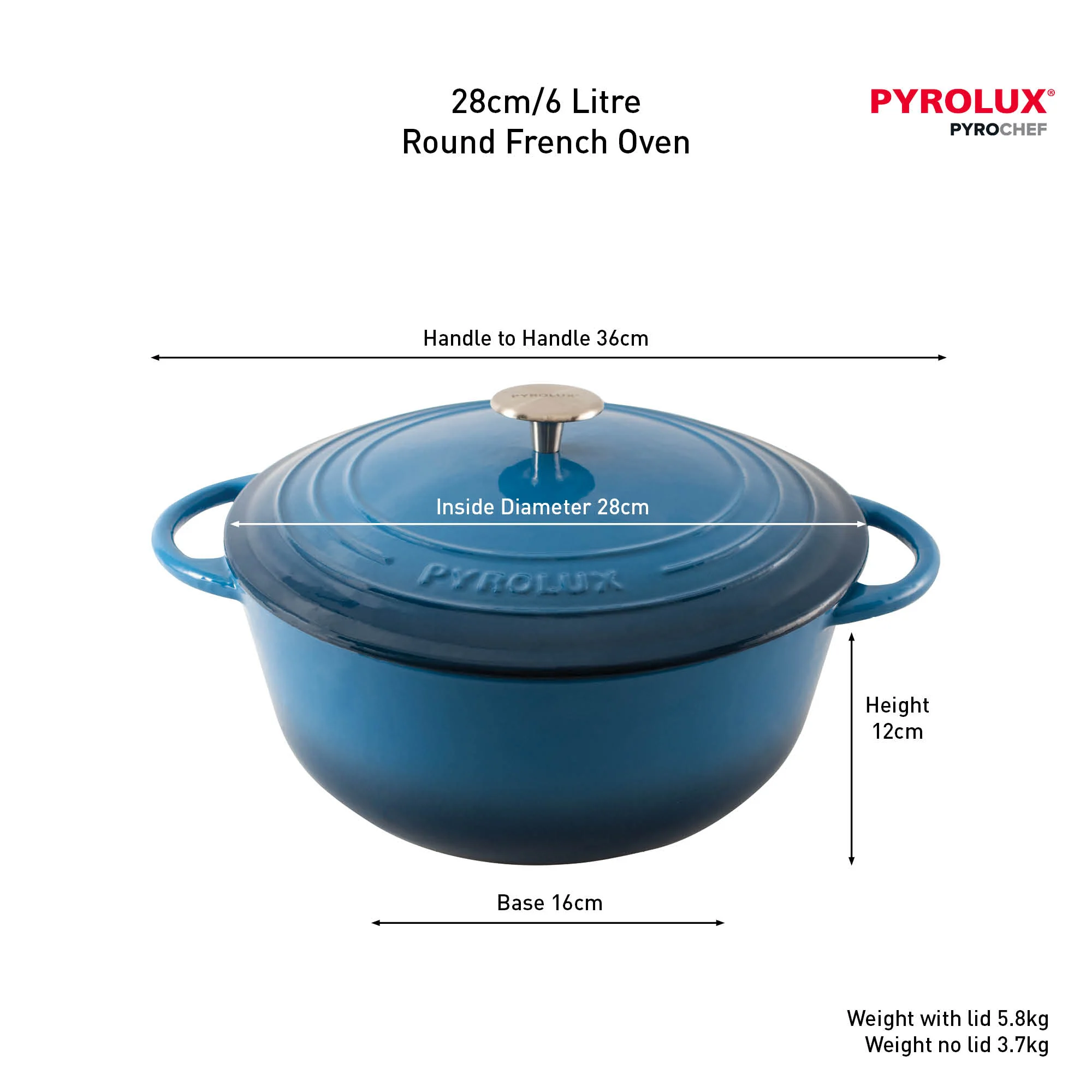 PYROCHEF Round French Oven Ocean Blue - Image 7