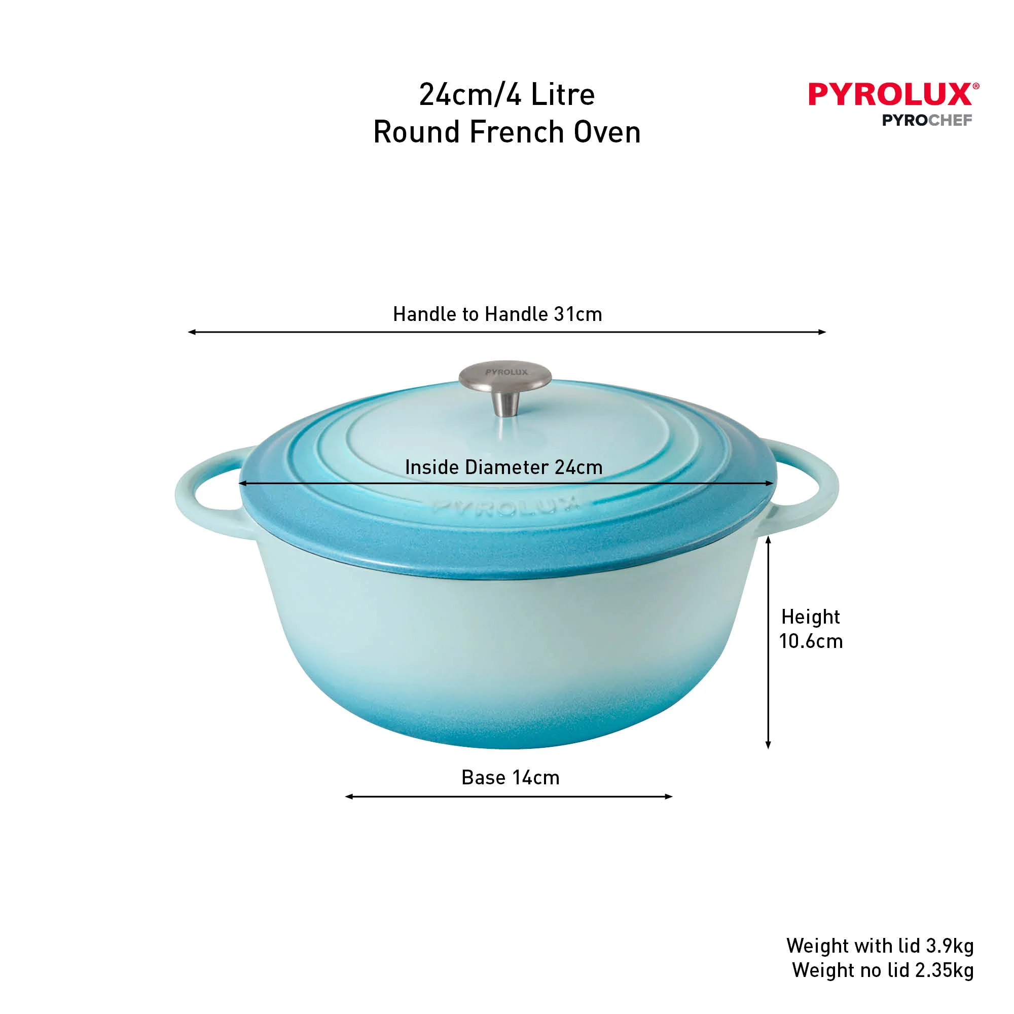 PYROCHEF Round French Oven Duck Egg Blue - Image 4
