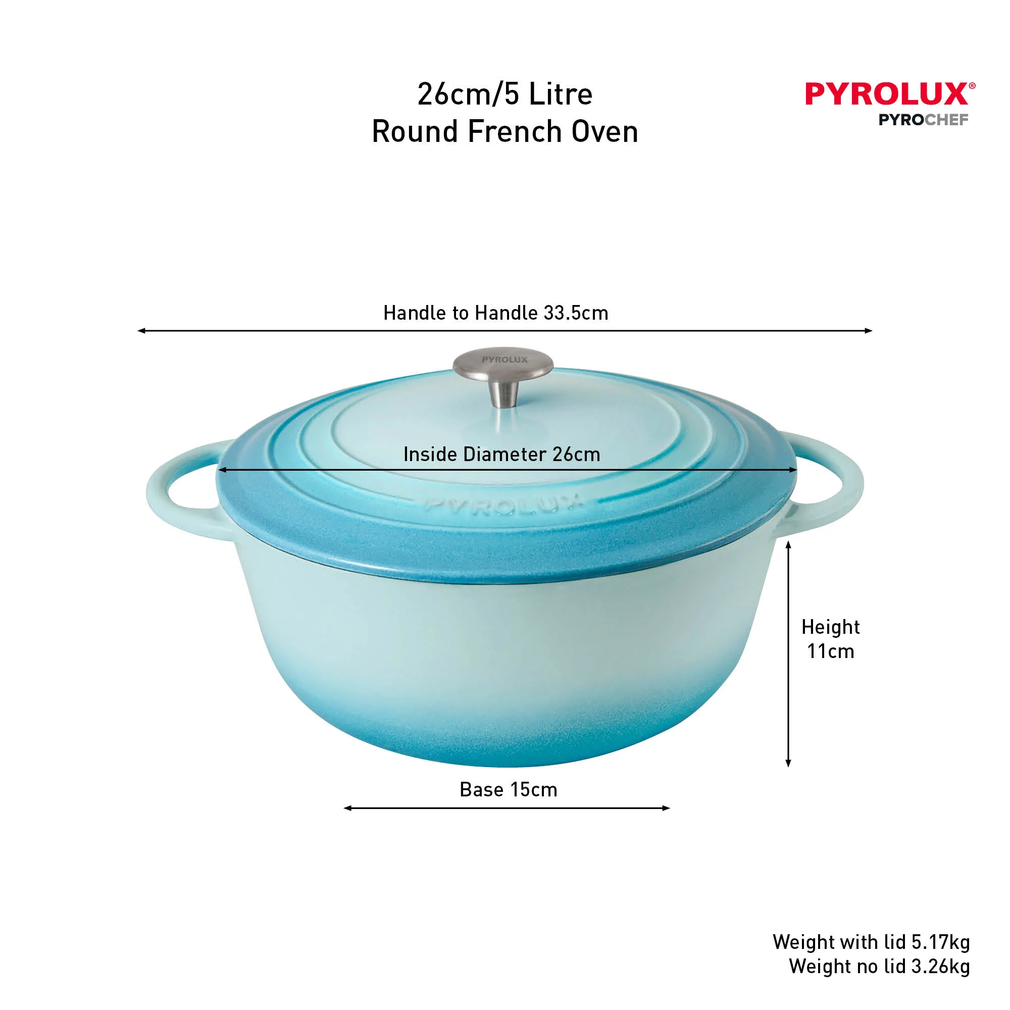 PYROCHEF Round French Oven Duck Egg Blue - Image 5