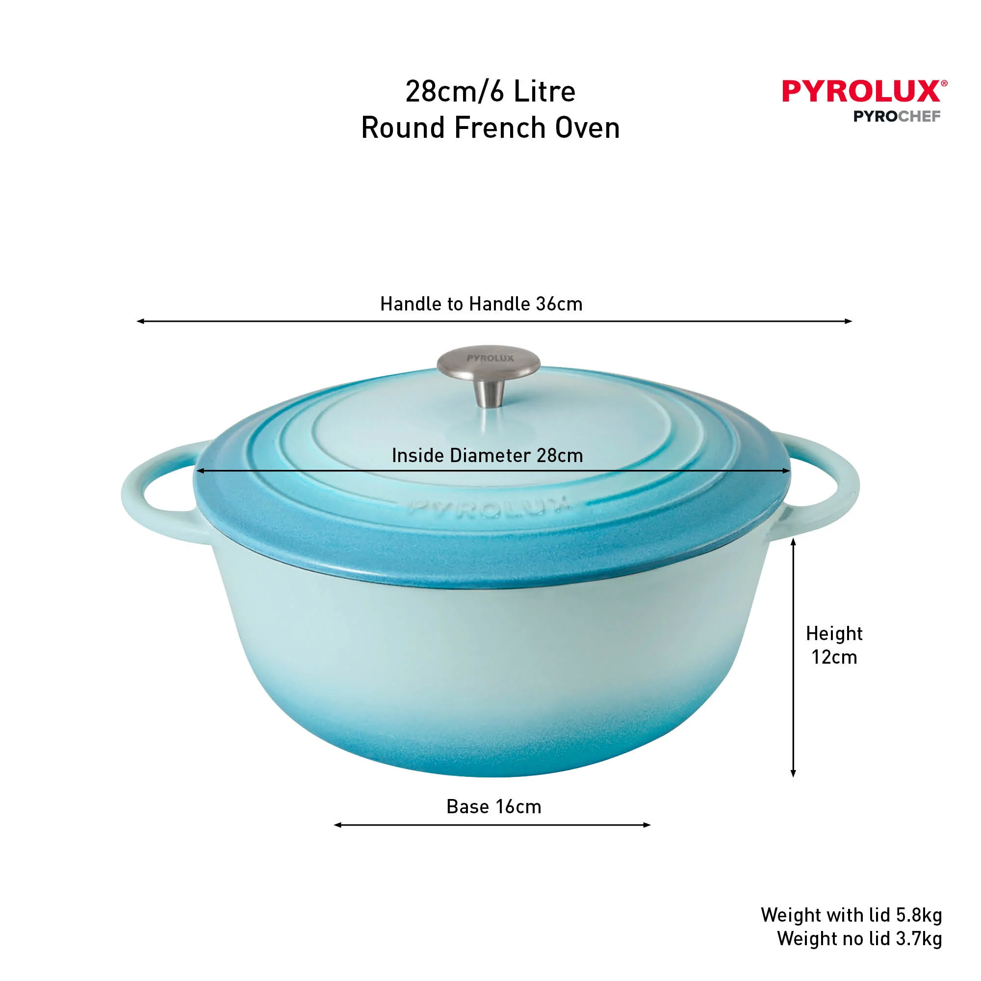 PYROCHEF Round French Oven Duck Egg Blue - Image 6