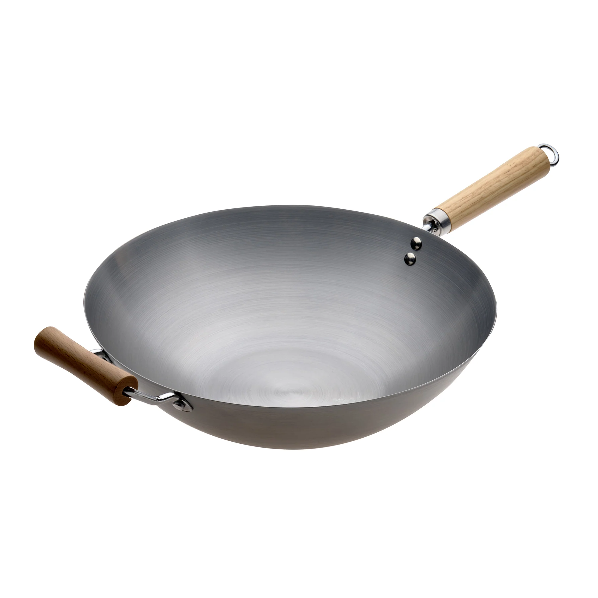 Wok with Wood Long and Helper Handle - Image 3